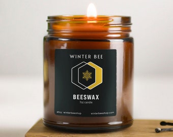 Pure Beeswax Candles in Amber Glass Jars