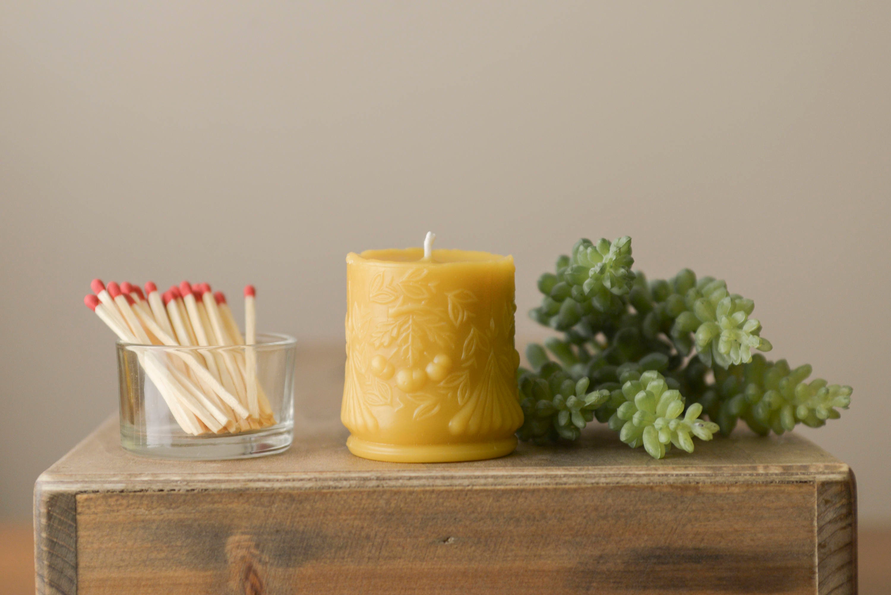 Festive Antique Style Beeswax Candles, Aesthetic