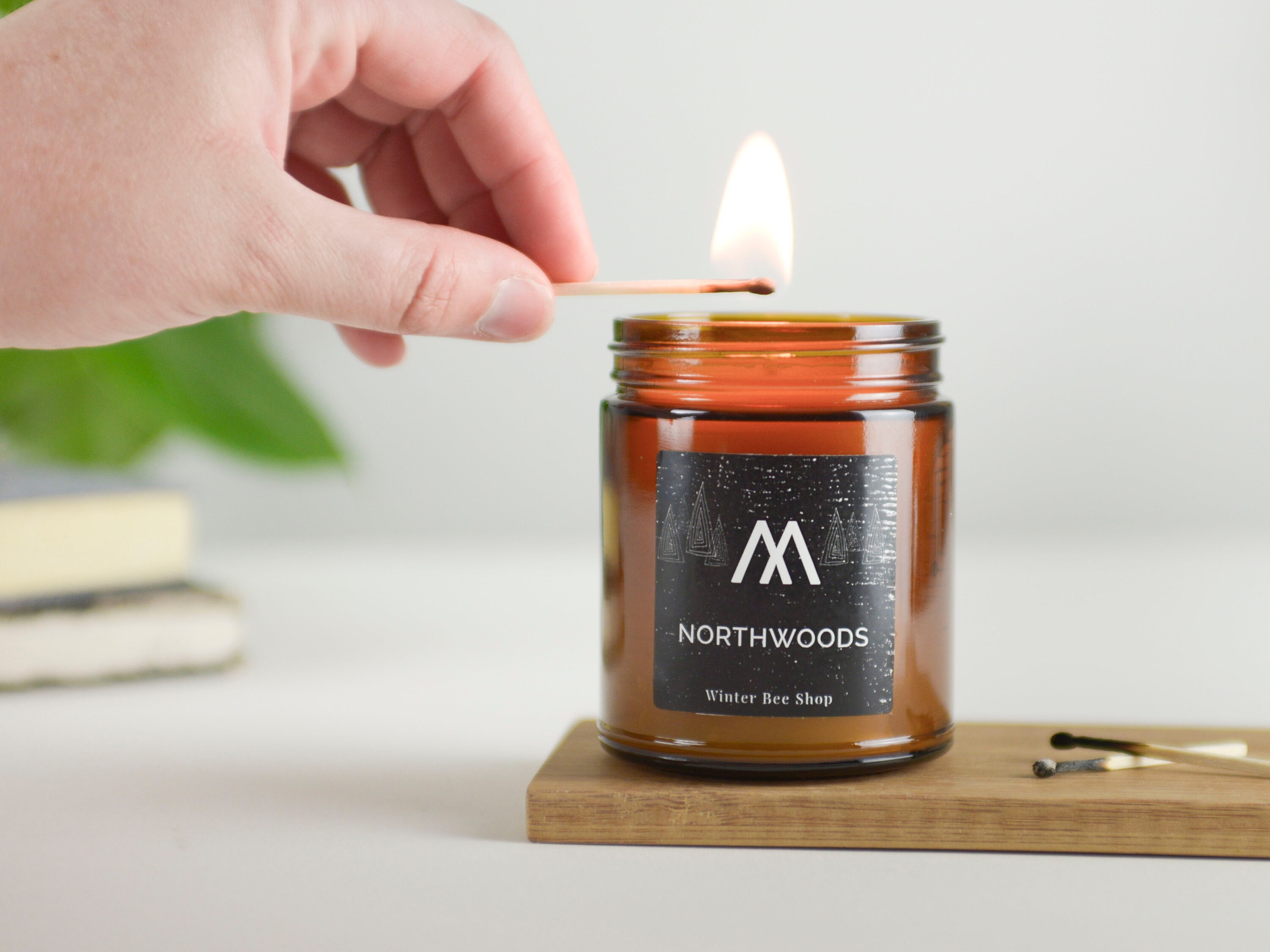 Northwoods Scented Beeswax Candles in Amber Jars