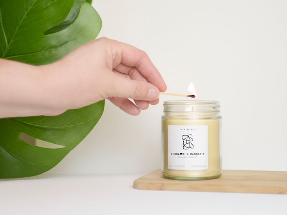 Bergamot & Mandarin Scented Beeswax + Coconut Oil Candles