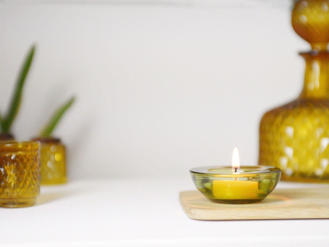Pure Beeswax Candles in Amber Glass Jars