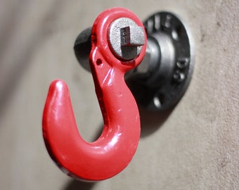 Red Crochet Coat Holder - Original Industrial Style - Industrial Crochet Handling Coat Door - THE RED MARCEL