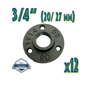 Lote de 12 correas de piso de hierro fundido negro de 3/4&quot; (20x27 mm) - World DeliveryRelay