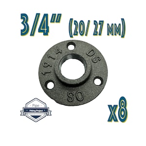 Lote de 8 correas de piso de hierro fundido negro de 3/4&quot; (20x27 mm) - World DeliveryRelay
