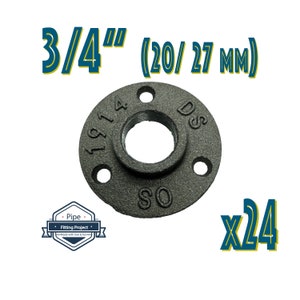 Lote de 24 correas de piso de hierro fundido negro de 3/4&quot; (20x27 mm) - Entrega GlobalRelay