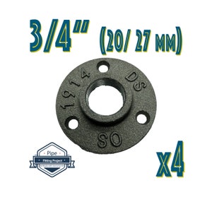 Lote de 4 correas de suelo de hierro fundido negro de 3/4&quot; (20x27 mm) - Entrega globalRelay