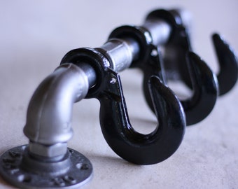 Triple Black Crochet Coat Holder - Original Industrial Style - Industrial Crochet Handling Coat Door - THE TRICLO