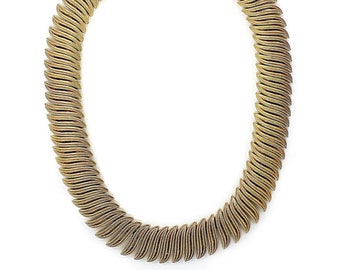 Vintage Ciner Feather Collar Statement Necklace, 1960s Textured Finish Gold Tone Ciner Collar, Vintage Jewelry