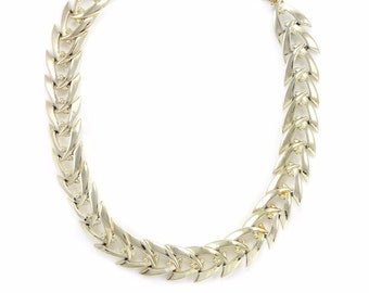 Vintage Coro Gold Tone Triangle Collar Necklace, 1950s Coro Gold Tone Choker, Mid Century Modern 16in Coro Necklace, Vintage Costume Jewelry