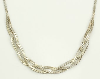 Vintage Braided 925 Silver Serpentine Chain Necklace, Vintage Sterling Silver Serpentine Necklace, 1970s 17.5 in 925 Chain, Vintage Jewelry