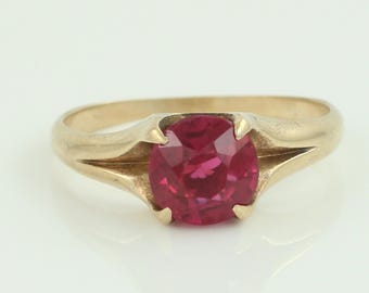 Vintage 10K Lab Created Red Spinel Ring, Mid Century 10K Spinel Ring, Size 6 1/2 Ring, Thier Kraus & Beam Pittsburgh Ring, Vintage Jewelry