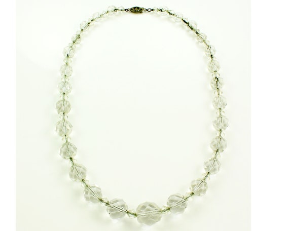 Vintage Faceted Rock Crystal Bead Necklace, Vinta… - image 1