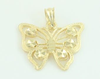 Vintage 14K Yellow Gold Butterfly Pendant, Beverly Hills Gold 14K Butterfly Pendant, Vintage Solid 14K Gold Butterfly Charm, Vintage Jewelry