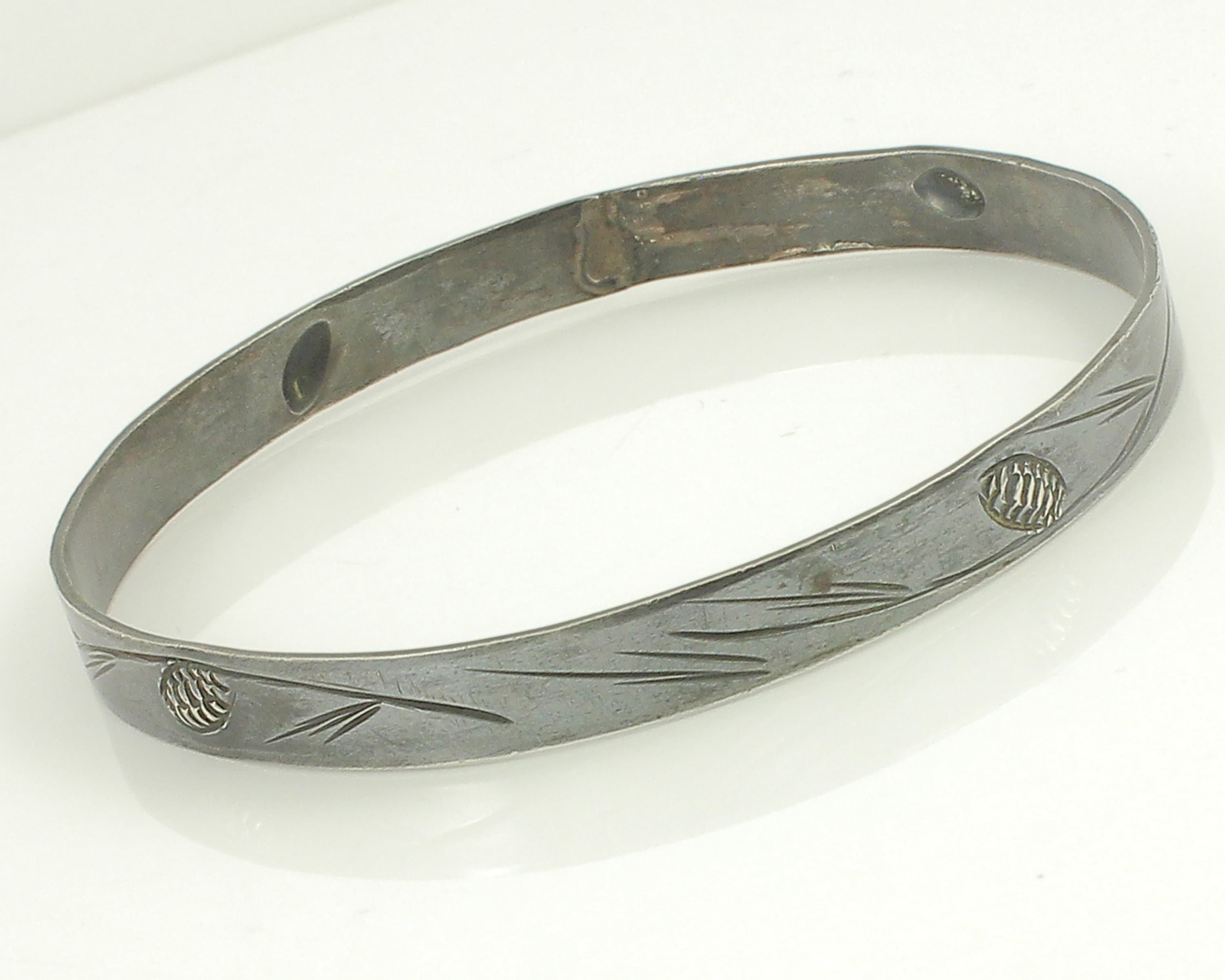 Vintage Nye Pinecone Sterling Bangle Nye Handmade Sterling Silver
