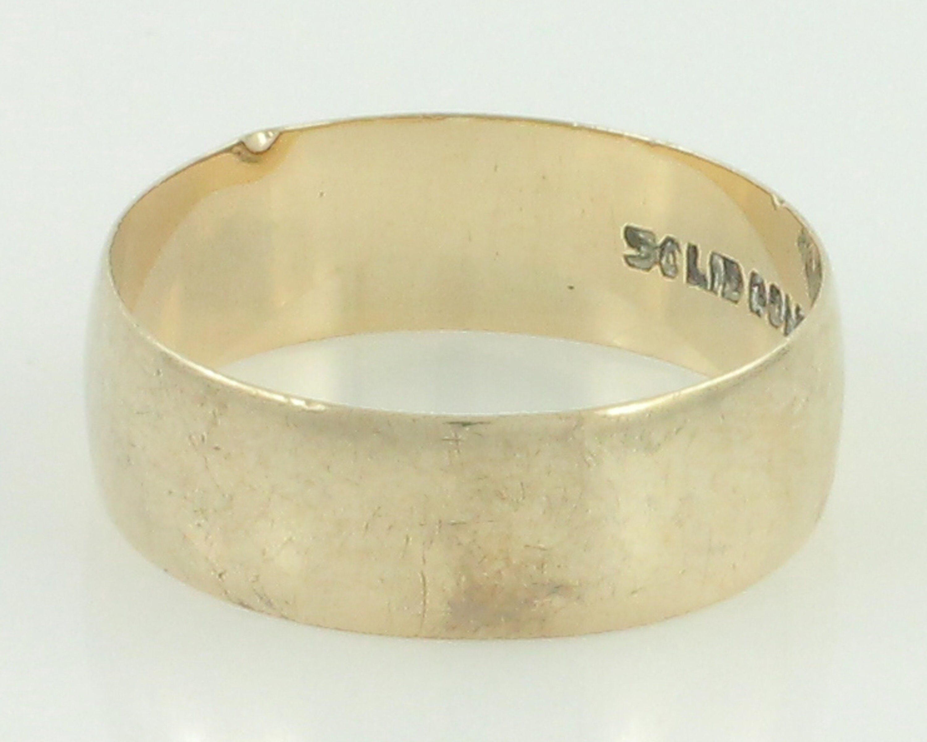 Antique 10K Plain Cigar Wedding Band - Yellow Gold Slightly Domed 6.2 ...