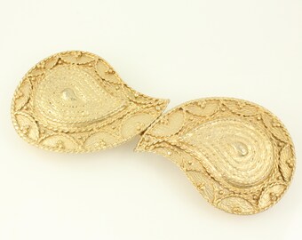 Vintage Gay Boyer Paisley Belt Buckle, 1980s Bold Gold Chunky Belt Buckle, Large Boyer Gold Tone Belt Buckle, Vintage Belt Buckle