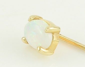 Vintage 14K Yellow Gold Stick Pin Oval Opal - Blue and Green Play of Color - .40 CT Opal 1 gram circa 1970 - Vintage Jewelry