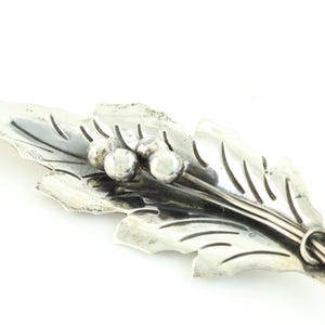 Vintage Taxco Mexico Sterling Silver Leaf & Berry Brooch - 1950s 925 Mexican Pin