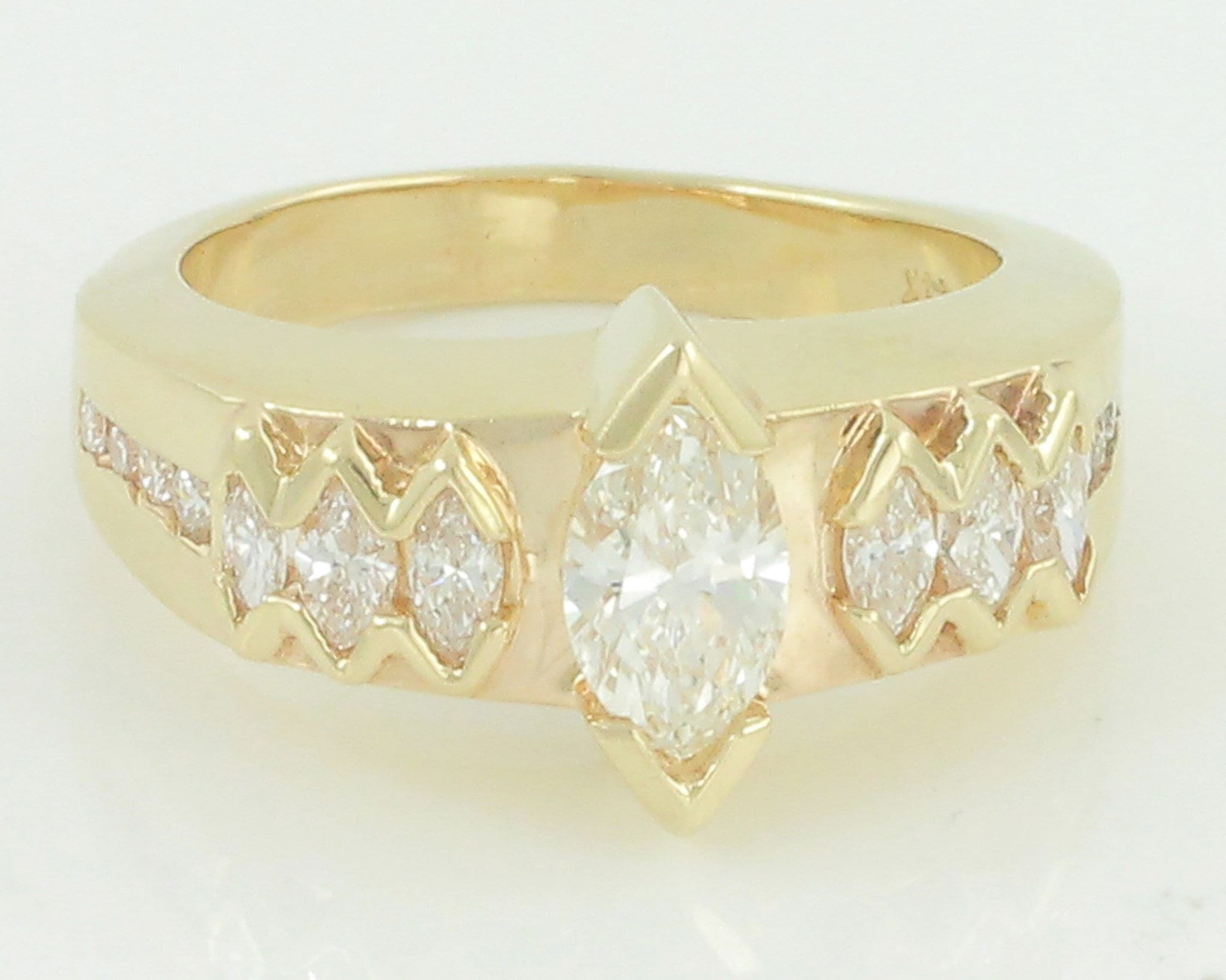 Heavy 14K 1 7 CT TW Natural Marquise Diamond Wedding Band Custom Made heavy-14k-1-7-ct-tw-natural-marquise-diamond-wedding-band-custom-made