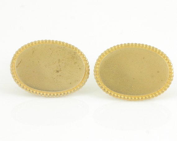 Victorian Oval Bead Edge Gold Filled Cuff Links, … - image 2