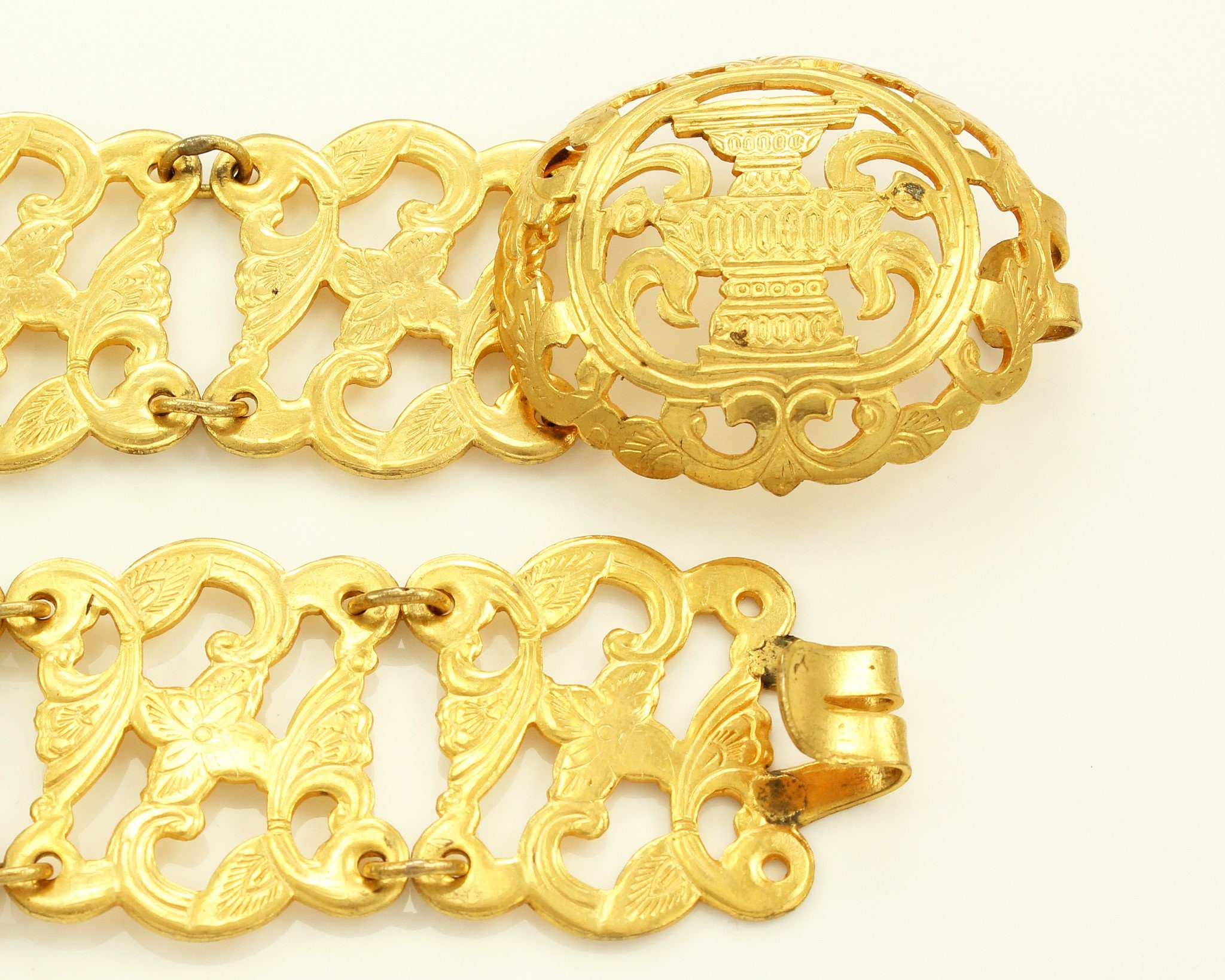 Vintage Brass Peranakan Panel Belt - Straits Chinese Pierced  display picture 2