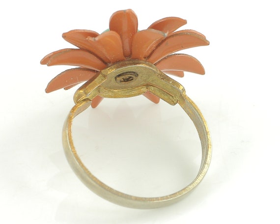 Vintage Enamel Flower Ring and Brooch Pin in Brow… - image 6