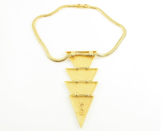 Vintage Yves Saint Laurent Bold Gold Tone Necklac… - image 4