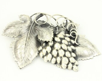 Vintage Napier Danish Grape Brooch by Eugene Bertoli, Oversized Napier Silver Plated Grape Pin, Napier Book Piece Brooch, Vintage Jewelry