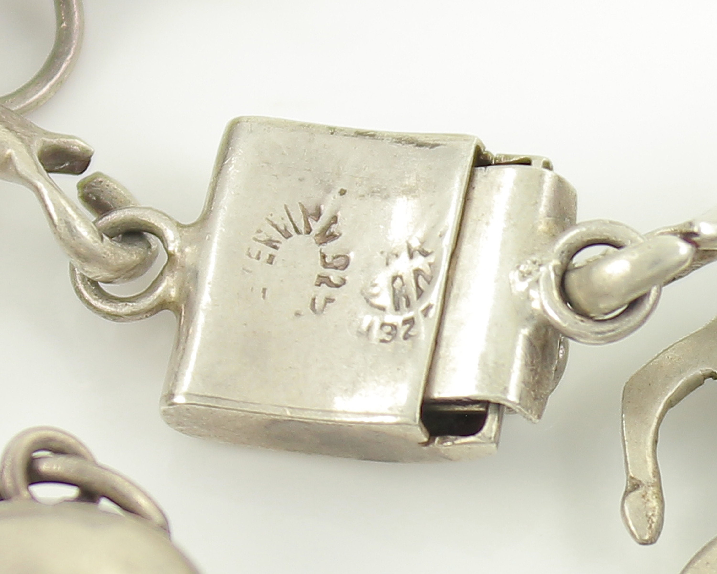 Vintage Mid Century Signed Mexico Sterling Silver Charm Bracelet