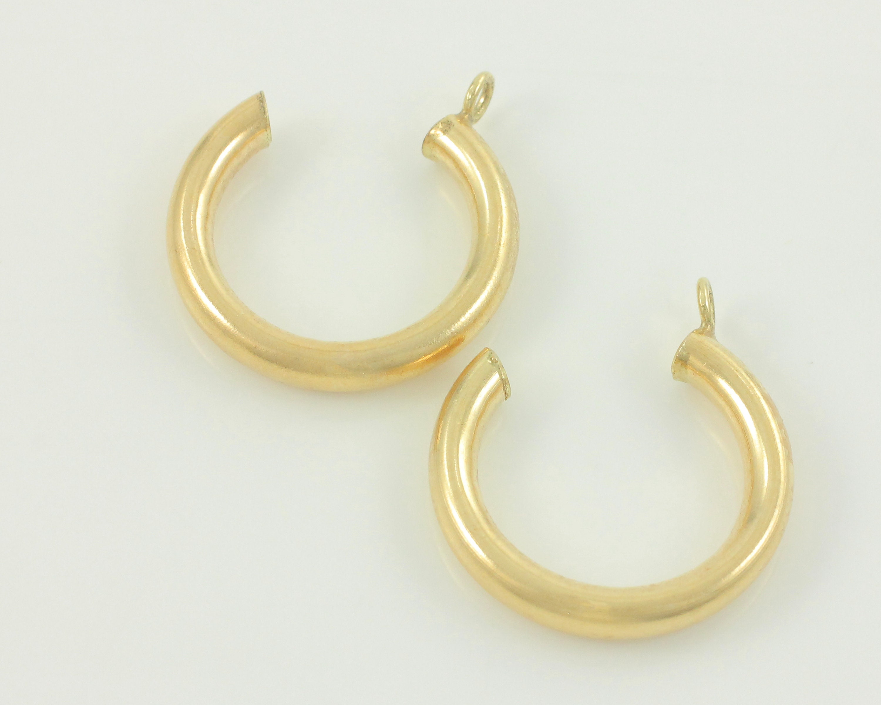 Vintage 14K Gold Hoop Earring Jackets, 14K Yellow Gold Tubular Hoop