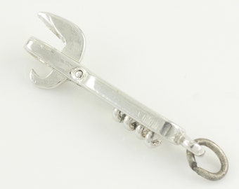 Sterling Silver Can Opener Movable Wine Cork Screw Bracelet Charm - Kitchen or Bar Pendant - 1.6 gram 925 circa 1960 - Vintage Jewelry