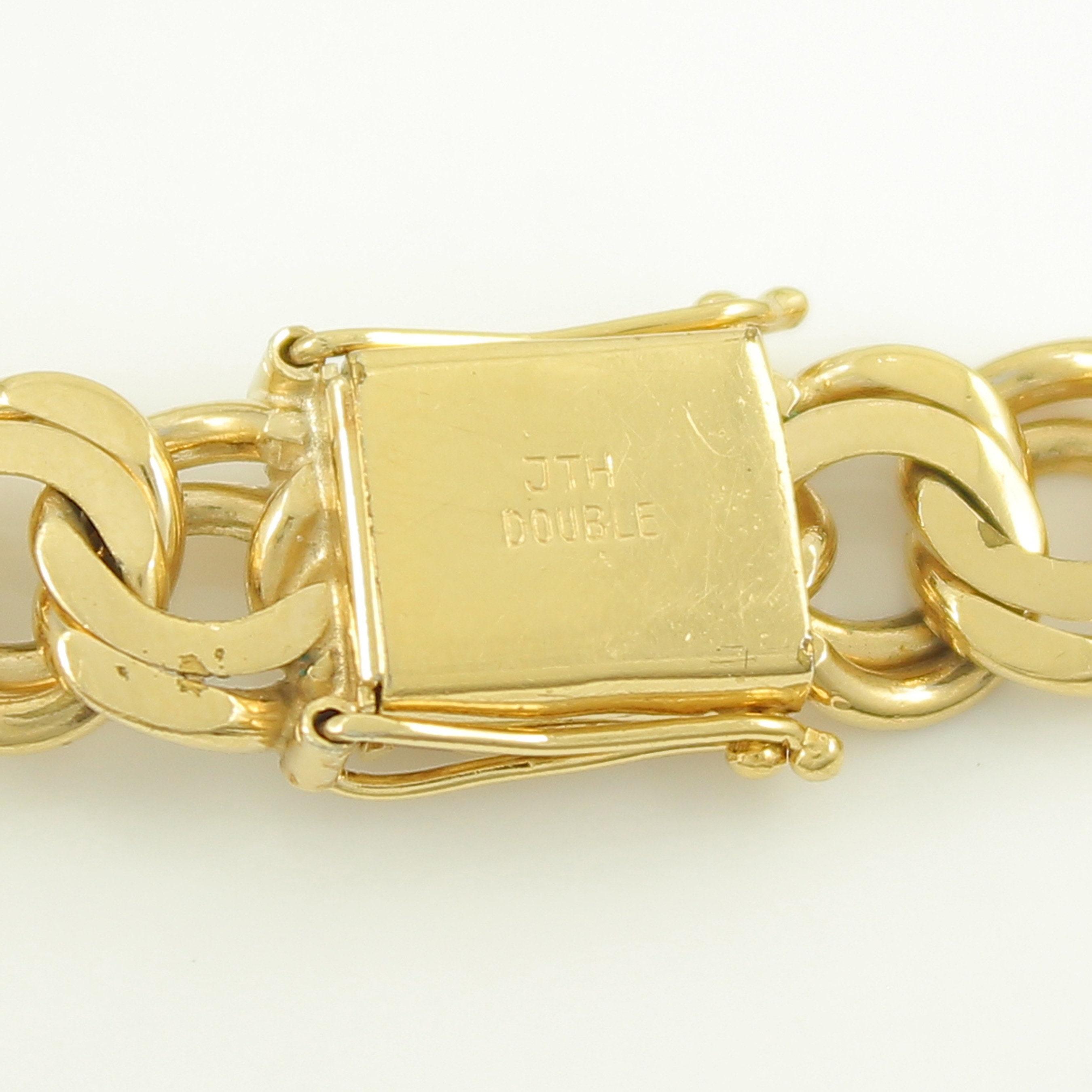 Double Fancy Vintage Chunky Gold Tone Charm Bracelet, Vintage Double Curb Open Chain ...