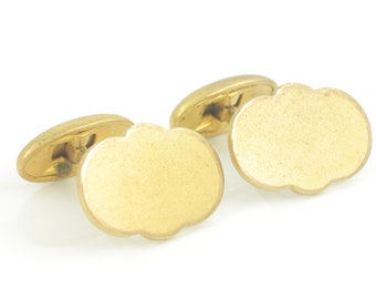 Antique Gold Filled Scalloped Cufflinks, Victorian Gold Fill Cuff Links Swivel Bean Backs, Engravable Gold Filled CuffLinks, Vintage Jewelry