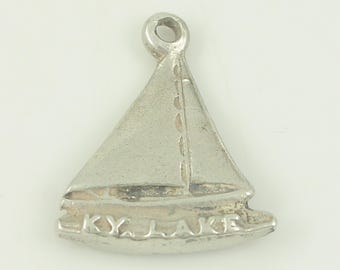 Vintage Sterling Silver Kentucky Lake KY Dam Charm, Vintage 925 Silver TVA Charm, 1940s Sterling Silver Sailboat Charm, Vintage Jewelry