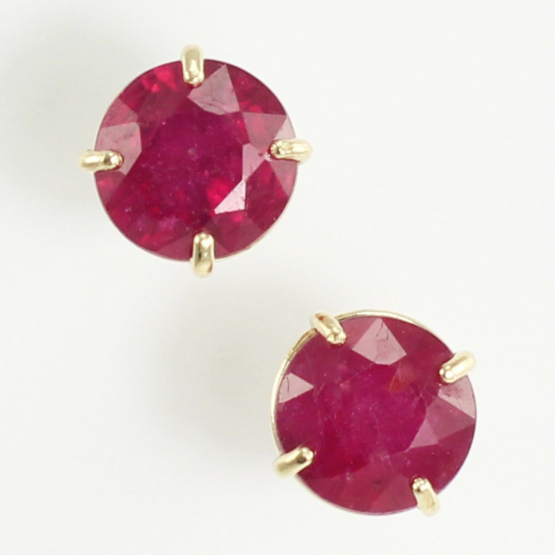 Vintage 14K Ruby Stud Earrings 14K Lead Glass Filled Ruby Etsy