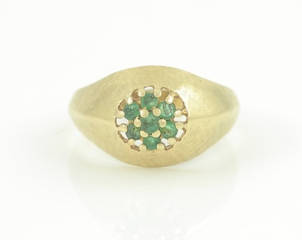 Vintage 18K Emerald Cluster Ring, 1960s .20 CT Emerald 18K Gold Dome Ring, Size 6.5 May Birthstone Ring, 18K Emerald Ring, Vintage Jewelry