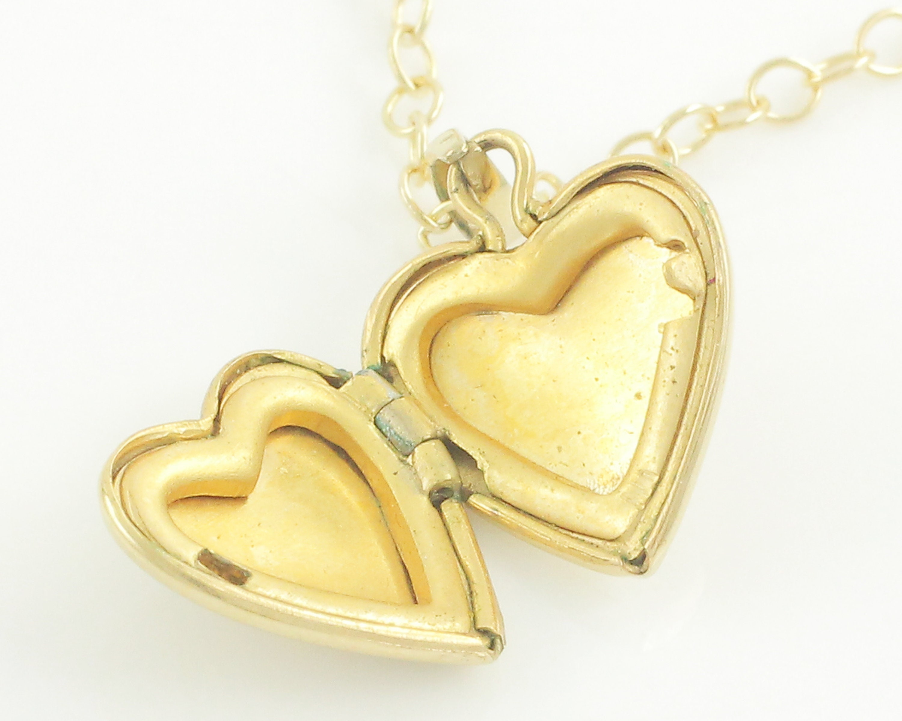 14K Goldfill Dainty Double Heart Locket