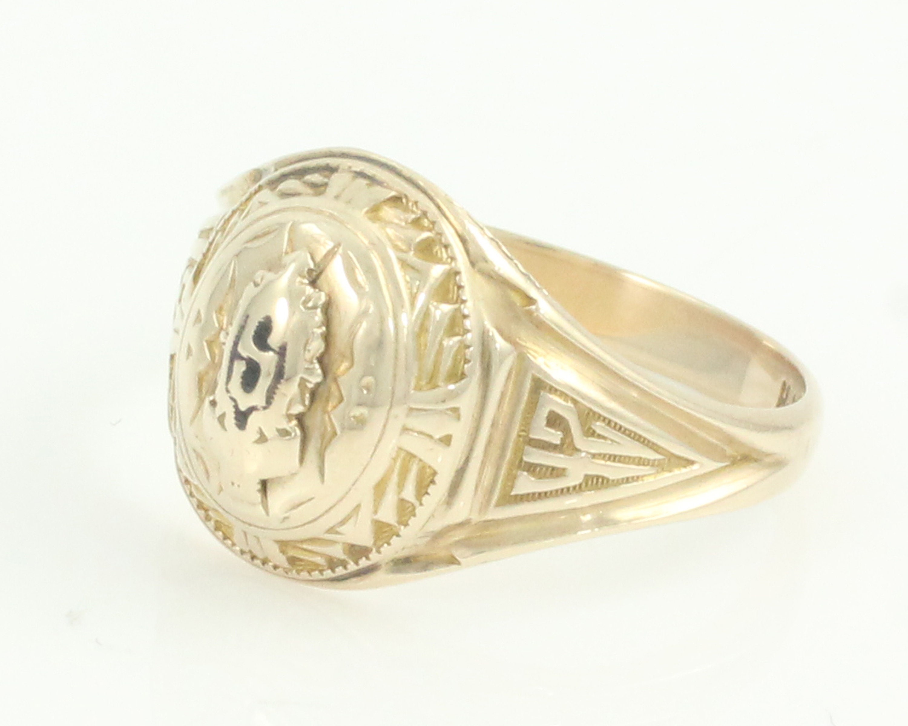 Gold Class Ring 1942 S High School, Vintage 10K Yellow Gold Herrf Jones
