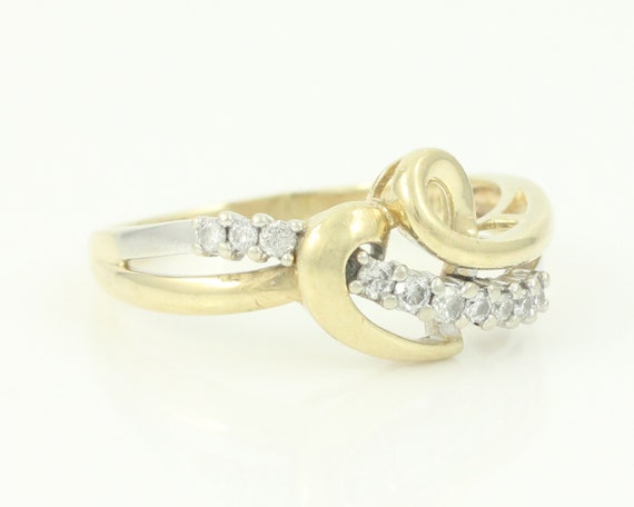 Vintage 10K Diamond Heart Bypass Ring, Vintage Di… - image 3