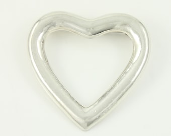 Vintage Sterling Silver Heart Pin Pendant, 925 Silver Puffy Heart Brooch, 925 Sterling Silver Heart Pin, 1.5in Heart Brooch, Vintage Jewelry