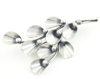 Vintage NE From Sterling Brooch, Niels Erik From Danish Modern Sterling Silver Brooch, From 925 Silver Flower Branch Brooch, Vintage Jewelry