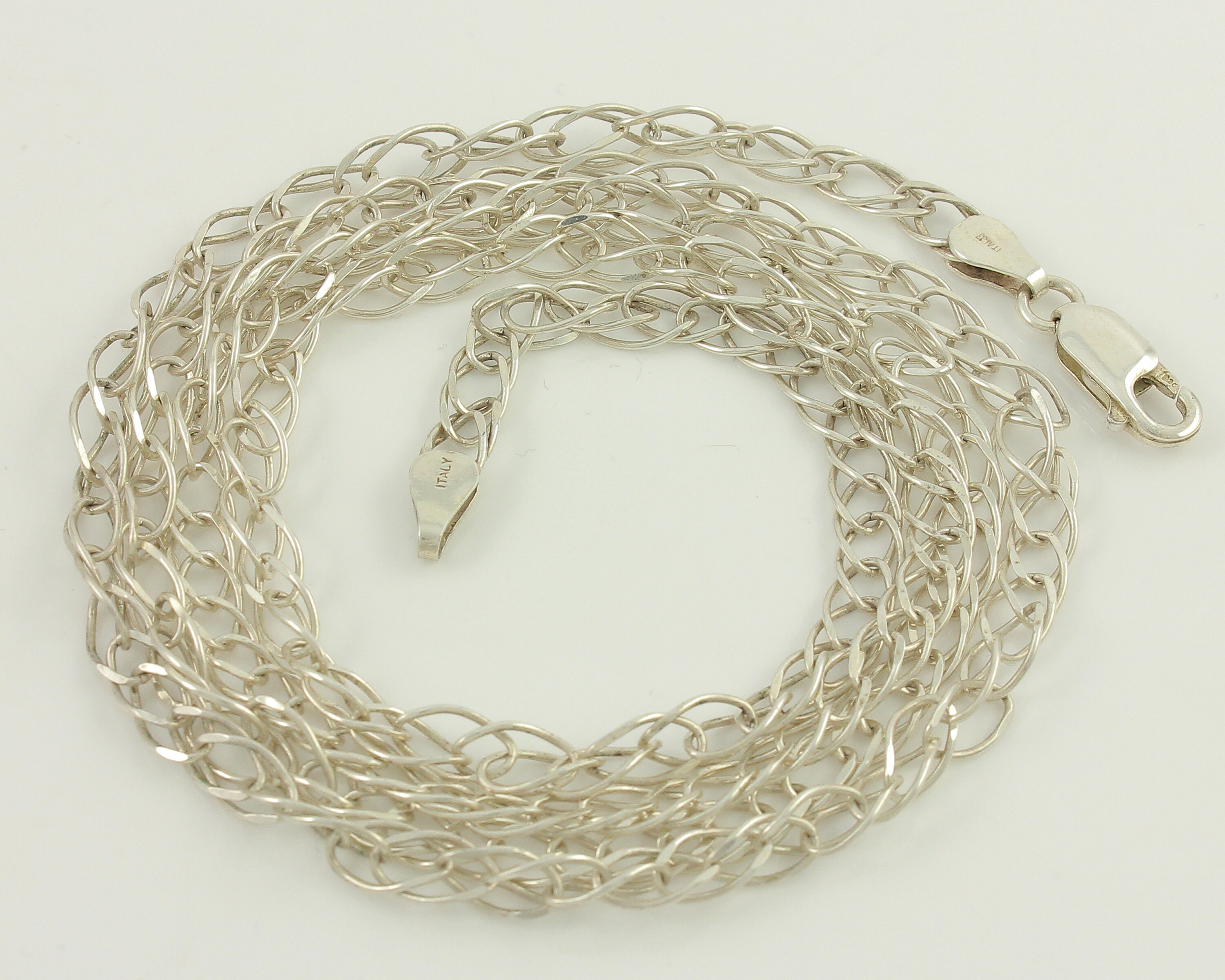 Vintage 925 Silver Double Loop Chain Vintage 925 Silver Long Open