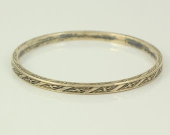 Edwardian Engraved Gold Filled Baby Bangle Bracelet, Round Bangle Bracelet for Toddler, Engraved Round 5 inch Bangle, Vintage Jewelry