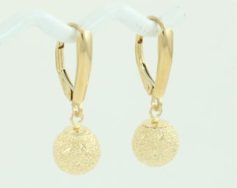 Vintage 14K Diamond Cut Ball Dangle Earrings, Dainty 14K Drop Earrings, Vintage 14K Dangle Earrings, 1980s 14K Earrings, Vintage Jewelry