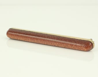 Victorian Goldstone Bar Pin, Vintage Goldstone Glass Rolled Gold Plate Lapel Pin, Antique Goldstone Glass Goldtone Brooch, Vintage Jewelry