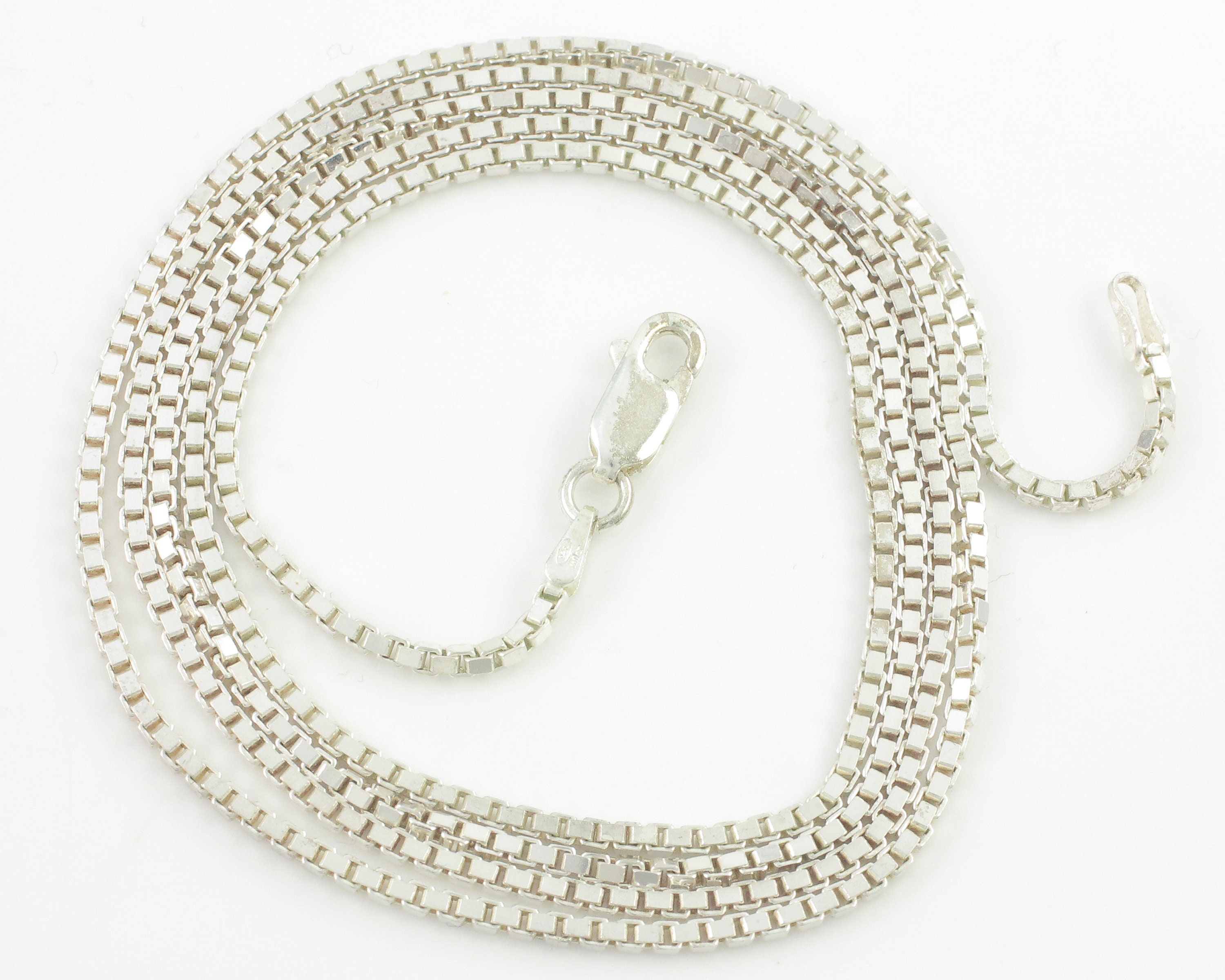 Vintage 925 Silver Box 30 Inch Chain, 1980s Heavy Sterling Box Chain ...
