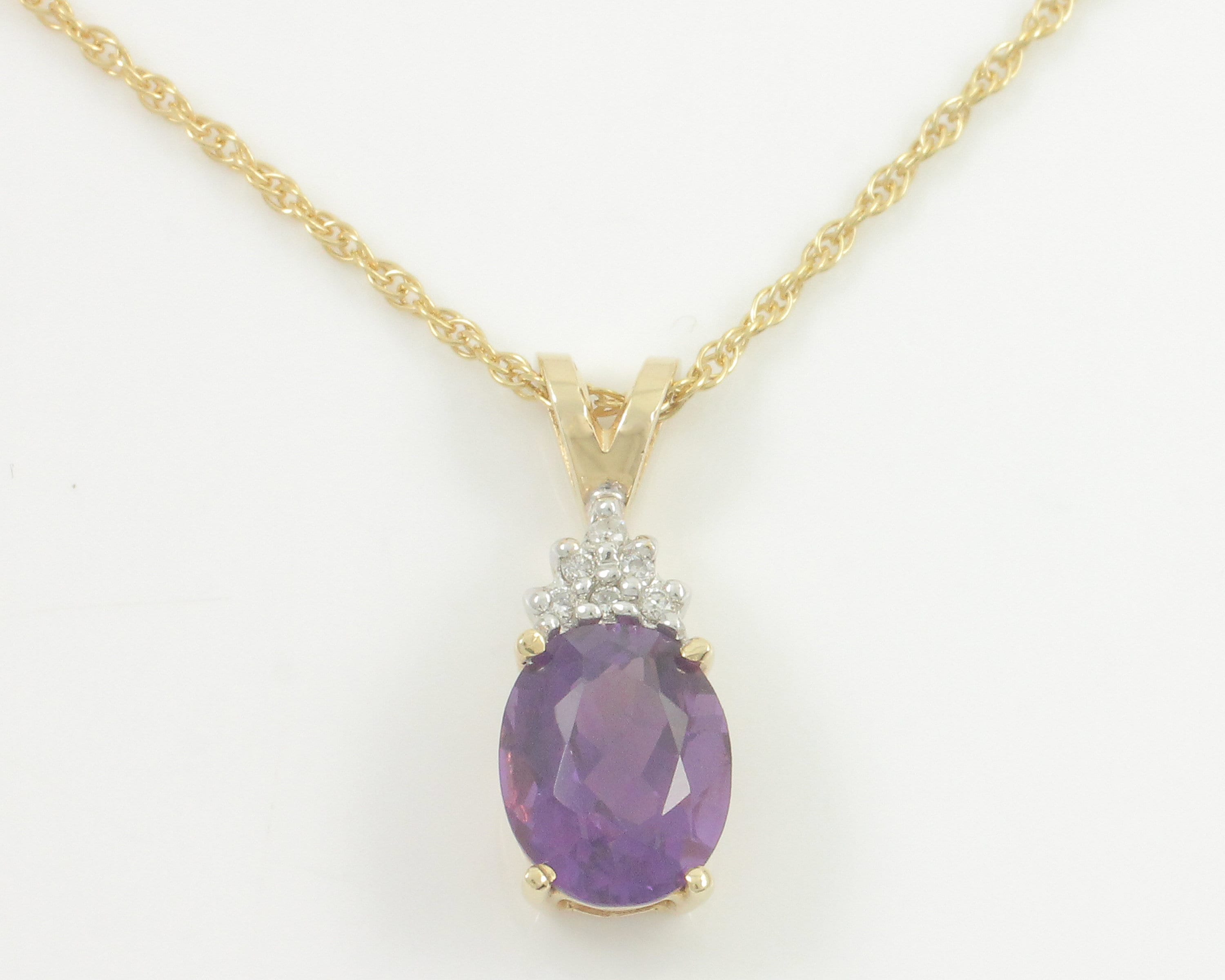 14KR Amethyst and Diamond Pendant 001-230-03334