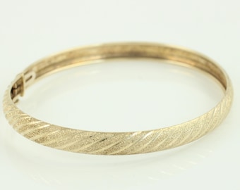 Vintage 10K Gold Bangle Bracelet, 1980s 10K Domed Stacking Bracelet, 10K Gold Flex Bangle, 7" Bangle 10K Gold, Bangle Stack, Vintage Jewelry