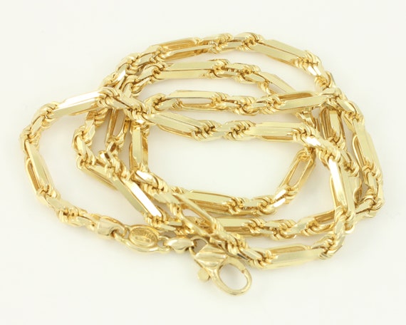 Vintage 14K Heavy Diamond Cut Fancy Rope Chain Ne… - image 8