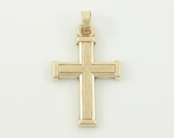 10K Gold Diamond Cross Necklace Pendant, 1980s 10K Yellow Gold Diamond Cross Pendant, Vintage 10K Gold Diamond Loop Cross, Vintage Jewelry